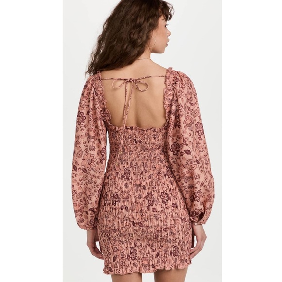 New FREE PEOPLE Smock It To Me Minidress in Apricot Combo Size M - Picture 3 of 16